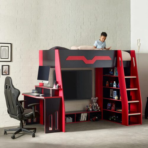 Eagle Single 90cm Gaming Highsleeper Black and Red 1