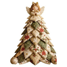 DIY Quilted Christmas Tree Kit, Christmas DIY Quilted Fabric Tree Kit, 3D Padded Patchwork Sewing Set C