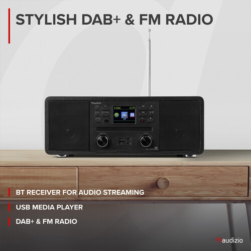 Audizio Avola DAB Radio Internet Speaker with CD Player, Bluetooth, DAB+ Black 1