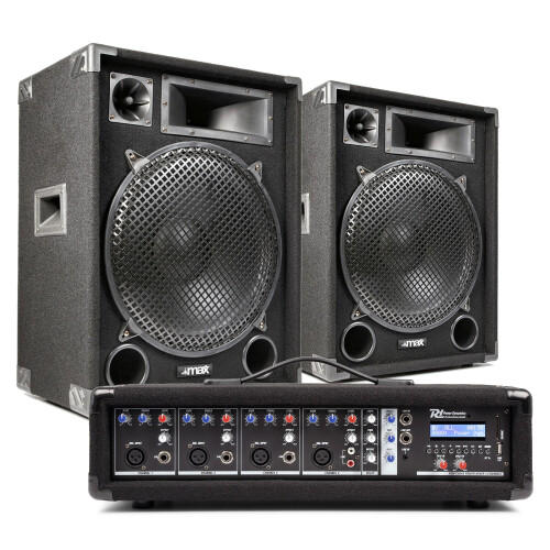 MAX 15" Passive Speaker PA System with PDM-C405A Powered Stage Mixer