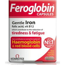 Vitabiotics, Feroglobin, Gentle Iron, Folic Acid and B12, 30 Capsules (PACK OF 3)
