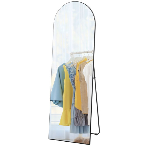 150cm Arched Full Length Mirror - Black 1