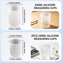 Silicone Measuring Cups for Epoxy Resin, Reusable Mixing Cups Jugs Resin Casting Container with Mixing Sticks for Resin