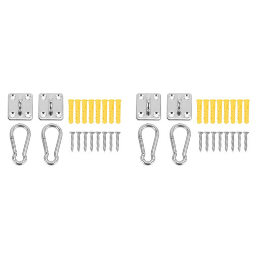 4 Sets Of Suspended Ceiling Wall Mount U-Shaped Hooks Multi-Function Hammock Hammock Hook Metal Base Plate with Hook