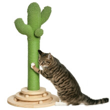Cat Tree Cactus Sisal Scratching Post for Indoor Cats Play Tower Kitten Furniture with Hanging Ball Interactive Fun Roller Exerciser 32 x 32 x 60cm