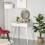 Elegant Dressing Table, with Round Mirror, 80 x 40 x 123 cm - White 4