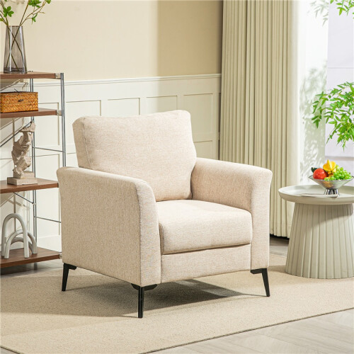 Linen-Look Armchair - Beige 2