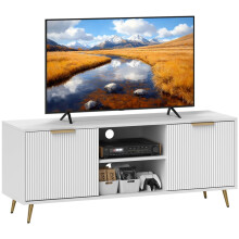 Modern TV Stand Cabinet for TVs up to 55", Cable Management for Living Room, White