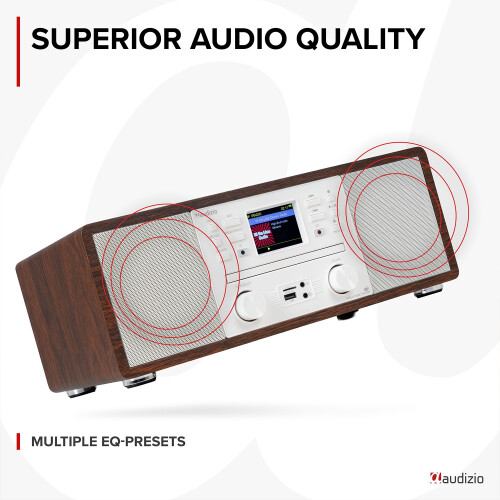 Audizio Avola Internet Radio Speaker System with CD, DAB+ and Bluetooth - White 1