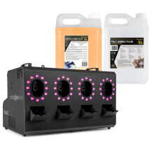 BeamZ Cyclone400 Smoke Bubble Machine with LED Party Effect Lights & 20L Fluids