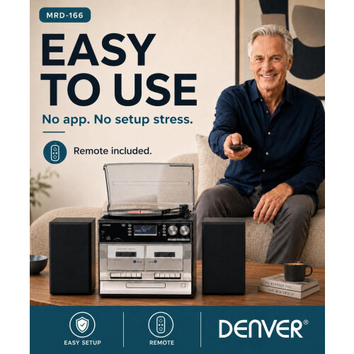 Denver DAB/DAB+ Record Player Turntable Cassette & CD player HiFi with USB Recording 2