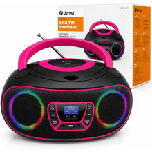 Denver Portable DAB+ Radio CD MP3 Player Boombox Bluetooth LED Speaker Lights