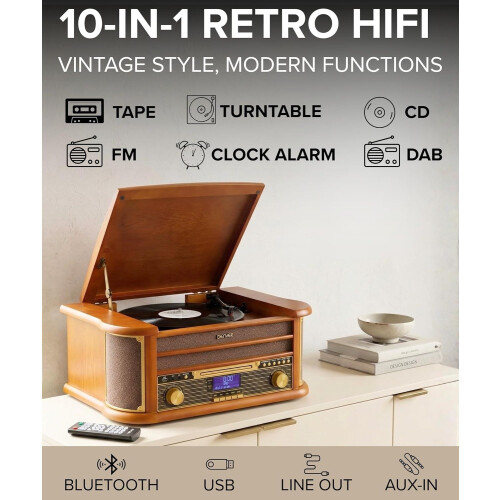 Denver Record Player DAB+ Radio Cassette USB Bluetooth Denver MRD-51BT 10 in 1 1