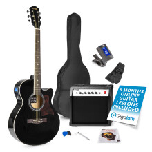 Max Showkit Beginner Electric Acoustic Guitar Pack - Full Size, Black