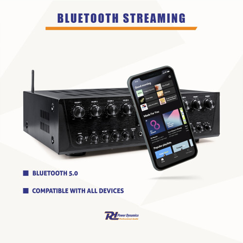Power Dynamics PV280BT Multi Zone Audio Amplifier 8x100W Bluetooth USB FM 2