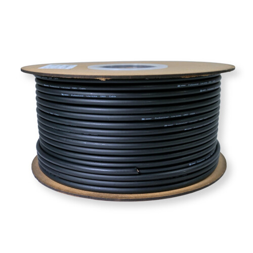 PD Connex RX50 2 Core 6mm DMX Cable Wire Reel - Black 100m 2