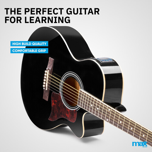 Max Showkit Beginner Electric Acoustic Guitar Pack - Full Size, Black 1