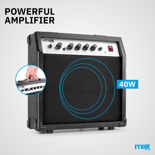 Max Showkit Beginner Electric Acoustic Guitar Pack - Full Size, Black 2