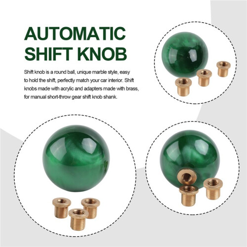 Marble Style Round  Gear Shift Knob Acrylic Shifter Knobs Stick Shift Knobs with 3 Adapter for Manual Car Dark Green 2