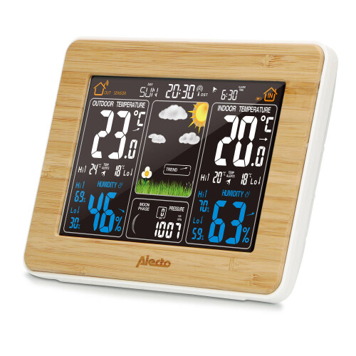 Draadloos bamboe weerstation met binnen-/buitensensor