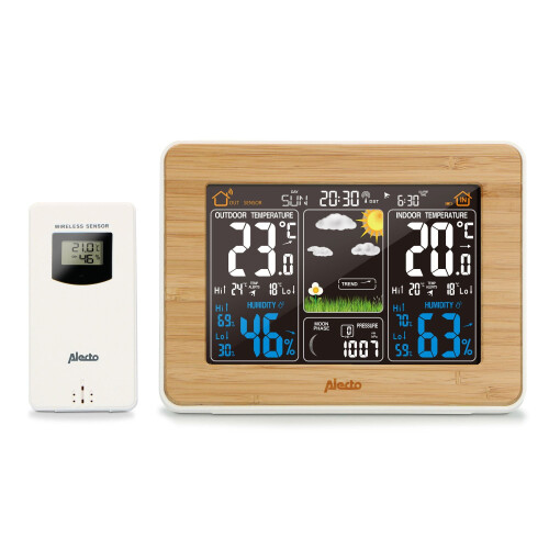 Draadloos bamboe weerstation met binnen-/buitensensor 1