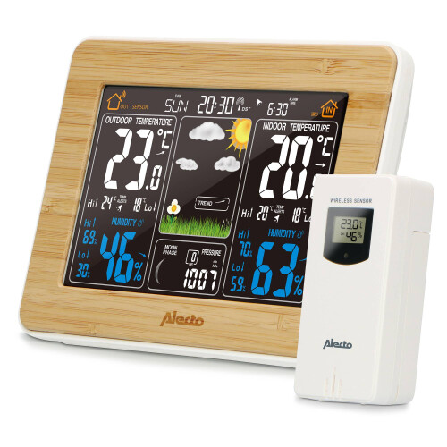Draadloos bamboe weerstation met binnen-/buitensensor 2