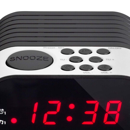 Wekkerradio met dubbel alarm en batterijback-up, wit 2