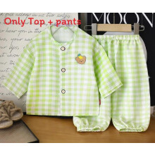 (Green, 100cm) Cloud Cotton Kids Pajama Twopiece With Long Sleeve And Round Collar Wear Casual For