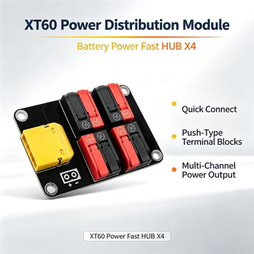 XT60 Power Distribution Board Power Module for LiPo Batteries - Tool-Free, Push-Type Quick Connectors for RC Drone DIY