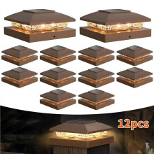 12Pack Solar Post Cap Light for 4x4 Outdoor Waterproof LED Deck Fence Light