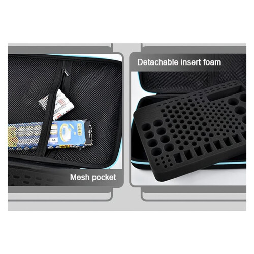 EVA Battery Organizer Case - Large Capacity Portable Storage Box for AA, AAA, Button Cells & Tools - Travel Friendly