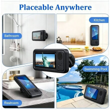 Shower Phone Holder for Bathroom Kitchen Waterproof Phone Cover Speaker Wall Mount 360 Rotation Phone Box