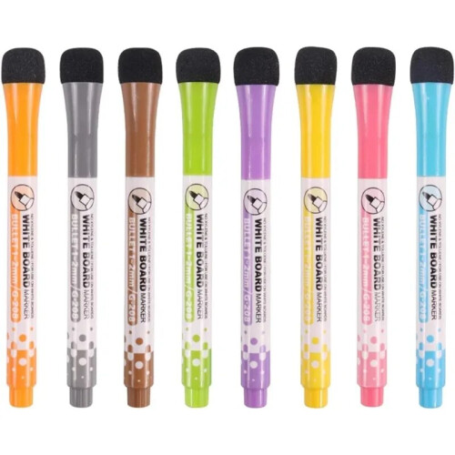 Lot de 8 Stylos pour Tableau Blanc, Pointe Fine, Magnétiques, Noir 2
