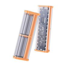 Transparent 6x21700 Power Bank Case 22.5W Fast Charging Powerbank Case LED USB Type C Port Battery Storage Box B