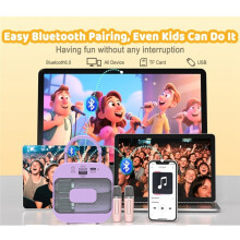 Karaoke Machine for Kids Portable Speaker Dual Wireless Microphone Mic Speaker for Home Party Sing