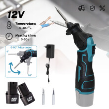 Fer à souder électrique portable 30W, température réglable 0-400C, chauffage rapide, avec 2 embouts et indicateur LED