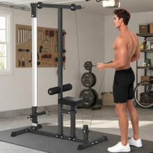 Lat Pull Down Machine with Extra Pulley for Seated Rows Black Alloy Steel Gym...