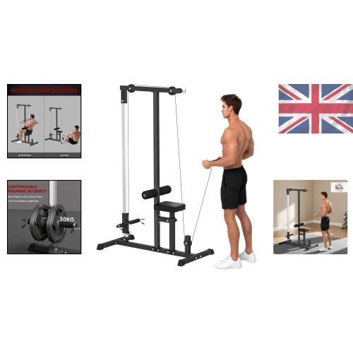 Lat Pull Down Machine with Extra Pulley for Seated Rows Black Alloy Steel Gym... 1