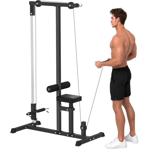 Lat Pull Down Machine with Extra Pulley for Seated Rows Black Alloy Steel Gym... 2