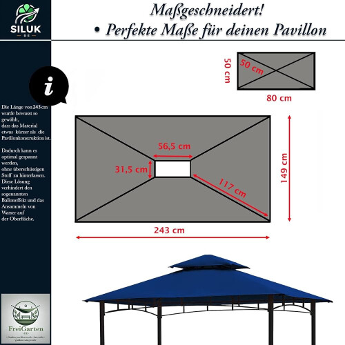 freigarten.de Replacement Canopy 2.4x1.5m Antique Sand Waterproof 1