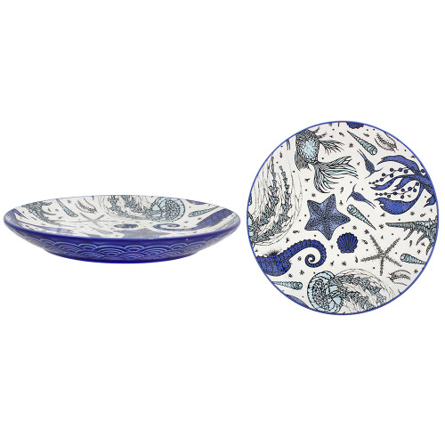 Side Plate Sea Life 8.5 Inch Ceramic Salad Dessert Coastal Tableware Kitchen