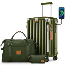 Joyway Valise extensible 20 pouces, légère et robuste avec porte-gobelet, serrure TSA et roues multidirectionnelles, Vert foncé