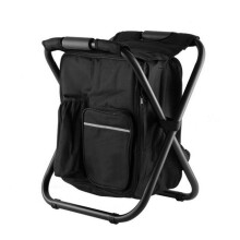 Chaise de camping pliable 3-en-1, Sac à dos glacière portable avec support en acier, pour randonnée et pêche