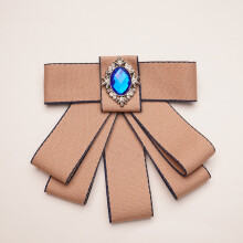 (BlueBrownPin)Col minimaliste unisexe fleur avec sangle réglable et tissu soie cérémonies pour