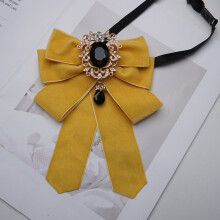 (YellowVelvet)Pajarita cuello Jk con patrón de flores a rayas para uso formal regalar y