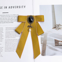 (MustardYellow)Adult Womens Neck Flower With Bow For Business School And Casual Outfits