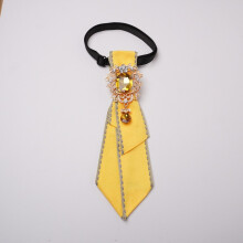 (YellowGrayTrim)Vintage Waterdrop Rhinestone Collar Clip For Adults Handmade Polyester Wear Formal