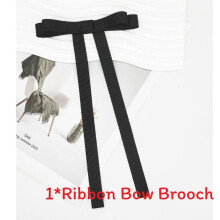 (StyleE)College Style Satin Bow Tie Pin With Alloy Butterfly Design For Women Graduation Accessories