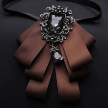 (CourtBlackDarkBrown)Hanbone Mens Fashionable Suit Shirt With Multipattern Butterfly Bow For Special Dress Occasion