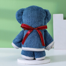 (Gray Blue Bear, 30x60cm) Fleece Coral Plush Bear Towels Gift Box With Soft Hand Towels Special Occasions For